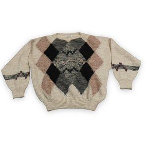 Nani Bon Sweater Mens 48 Off White Brown‎ Italy Grandad Geometric  Wool